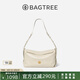 BAGTREE【明星同款】包包樹奶盒包植鞣牛皮新款輕奢品牌單肩斜挎Hobo女包 皎月白-中號【磁吸拉鏈款】 高級小眾