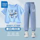 真維斯童裝男童套裝夏季2025新款兒童運(yùn)動(dòng)衣服純棉短袖t恤牛仔防蚊褲子夏裝 藍(lán)/開心滑板-牛仔藍(lán)/藍(lán)色滑板K 170