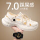 利達妮（TZLDN）運動洞洞鞋男2024新款夏季浴室洗澡防滑外穿厚底包頭鞋男士 米白【鞋帶2根】 40 -41【正碼】