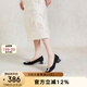 千百度（C.BANNER）絨面高跟鞋春夏款粗跟羊皮女鞋淺口晚晚鞋A23443620 黑色 36 