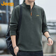 吉普（JEEP）美國正品搖粒絨半拉鏈衛(wèi)衣秋冬季新款男裝上衣打底衫休閑外套春秋 軍綠色 厚款 【官方正品】 XL 【適合145斤左右】