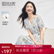 熙世界sllsky郁金香碎花連衣裙女2025年新款氣質顯瘦泡泡袖收腰裙子夏季 白底粉花 XL