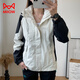貓人沖鋒衣女三合一短外套防風(fēng)保暖登山服可拆卸夾克外套連帽滑雪服男 KY1818S熊貓白/黑色-女 XL