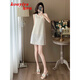 蔻伊婭（Kouyiya）品牌女裝新品連衣裙女2025夏季款氣質(zhì)名媛千金小香風(fēng)無袖背心裙女 米白色 S