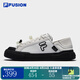 FILA FUSION斐樂潮牌女鞋一腳蹬半拖帆布鞋板鞋穆勒鞋運(yùn)動(dòng)鞋 雪白/黑-SB 37.5