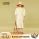 LESS【0壓系列】休閑度假風(fēng)彌散印花桑蠶絲短袖連衣裙2O5G10900 750黃色系多彩混雜色 L