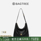 BAGTREE包包樹圖南植鞣皮hobo女包2025年新單肩斜挎包通勤餃子包七夕禮物 檀黑色-中號 高級小眾