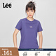 Lee25春夏新品標(biāo)準(zhǔn)版圓領(lǐng)閃粉印花Logo女短袖T恤休閑LWT0098664LE 藍(lán)紫色 L
