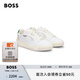 BOSS男士層疊設(shè)計(jì)鞋面混合皮革運(yùn)動(dòng)鞋 103-白色 40