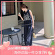 GUYN波嘻風(fēng)重工刺繡無(wú)袖牛仔背心闊腿褲套裝兩件套女夏季韓系俏皮減齡 牛仔套裝[優(yōu)質(zhì)版] S[建議105斤以?xún)萞 均碼