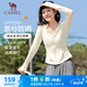 駱駝（CAMEL）冰感速干原紗防曬女士連帽修身外套 Y24BA0L6021 淡月黃 M