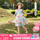 英氏（YEEHOO）女童連衣裙兒童裙子中大童裝背心裙純棉田園碎花公主夏 彩色  130