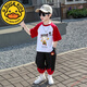 G.DUCKKIDS哪吒兒童服裝男童夏裝短袖套裝2025新款洋氣痞帥中小童薄款兩件套 紅色 130 cm 【建議身高125cm左右】
