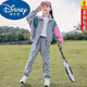 迪士尼（Disney）女童套裝秋季兒童長(cháng)袖外套+休閑褲兩件套中大童新款小女孩套裝 笑臉撞色套裝-灰色 170cm