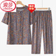 浪莎（LangSha）老太太夏裝短袖棉綢套裝奶奶純.棉居家服兩件套老年人休閑女裝睡 紫色小花【上衣+褲子】 2XL (推薦100-115斤)