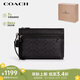 蔻馳（COACH）【品牌直供】男士CARRY ALL經(jīng)典老花印花手拿包灰黑色人造革