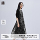 播新中式連衣裙女商場(chǎng)同款中長(zhǎng)款文藝風(fēng)假兩件罩衫裙子BDR1LD0073 K44玄黑花 M