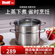 Momscook 不銹鋼蒸鍋28cm多層蒸格蒸屜304雙層復(fù)底加厚湯蒸鍋兩用底高14cm 26×14cm單層蒸鍋 1層 26cm