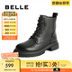 百麗（Belle）舒適馬丁靴女商場款真皮時尚靴B7E2DDD4 黑色-厚絨 37 (235mm)