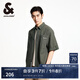 杰克·瓊斯（JACK&JONES）XJ肌理感泡泡紗字母刺繡潮流百搭短袖上衣寬松襯衫男裝2252O2008 E04軍綠色 L