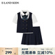 E·LAND KIDS藤校少女童裝女童套裝25年夏季新品蝴蝶結(jié)襯衫短裙 Navy藏青色/59 165/M 均碼