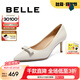 百麗（Belle）七夕禮物蝴蝶結(jié)細(xì)高跟單鞋女商場同尖頭單鞋3Y6G2CQ4 米色 37 (235mm)