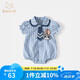 班喜迪嬰兒衣服夏季薄款夏日嬰幼兒女寶寶連體衣公主包屁衣夏裝外出爬服 藍(lán)色 66cm