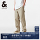 杰克·瓊斯（JACK&JONES）春夏新款褲身拼接設(shè)計抽繩可調(diào)節(jié)褲腳工裝休閑長褲男裝224214046 卡其色E11 卡其色E11 M （175)