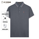 才子（TRIES）商務(wù)休閑POLO衫夏季短袖撞色條紋翻領(lǐng)T恤桑蠶絲柔順透氣時尚上衣 灰色 XL 50(175/92A)
