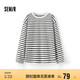 森馬（Semir）[商場(chǎng)同款]長(zhǎng)袖T恤女基礎(chǔ)款圓領(lǐng)2025春oversize純棉101125101008
