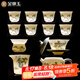 金鑲玉功夫茶具整套裝陶瓷茶壺蓋碗送人禮品盒高檔羊脂玉白瓷 錦繡山川