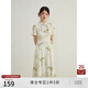 自巧（ZIQIAO）小個(gè)子?xùn)|方簡(jiǎn)奢風(fēng)新中式連衣裙女2023夏新款收腰顯瘦a字中長(zhǎng)裙子 松霜綠竹 S (3碼)