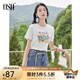 歐莎2025夏季女裝新款童趣手繪風(fēng)印花正肩圓領(lǐng)涼感透氣短袖T恤 白色 XL