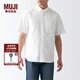 無(wú)印良品（MUJI） 男式 棉水洗牛津 紐扣領(lǐng)短袖襯衫 純棉全棉襯衣外套 ACC01C2S 白色 XS  (160/80A)