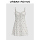 UR2025秋季新款女裝休閑碎花木耳邊吊帶連衣裙UWG750218