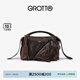 GROTTO個樂翻領(lǐng)包mini真皮輕便手提單肩斜挎包手機包小包禮物 焦木棕 mini
