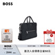 BOSS博斯【七夕節(jié)禮物】男女新款拉鏈外袋粒面皮革公文包 001-黑色 EU:ONESI