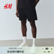 H&M男裝衛(wèi)褲秋季薄款寬松直筒運動跑步褲松緊腰休閑短褲1224295 黑色 M 175/88