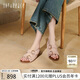 真美詩(shī)夾心軟糖25夏季舒適軟糯羊絨鉆扣慵懶感勃肯鞋女YVT26BL5 粉色 37