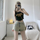 鉑吶苓牛仔短褲女夏季美式辣妹梨型身材高腰顯瘦設(shè)計(jì)感復(fù)古a字包臀熱褲 高腰牛仔短褲【黃泥色】 M 95-108斤