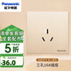 松下開(kāi)關(guān)插座面板二三插錯位五孔空調網(wǎng)線(xiàn)usb一二三開(kāi)單雙多控悅宸金 16A三孔插座 WMWM106MYZ