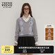 Teenie Weenie小熊女裝簡約時尚秋休閑通勤V領(lǐng)學院菱形格毛衣針織衫 中灰色 S 160