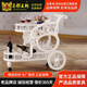 名都王朝 歐式餐車(chē)酒店餐廳送餐車(chē)推車(chē)酒水車(chē)茶水車(chē)置物移動(dòng)雙層餐車(chē)酒店 象牙白描銀