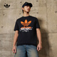 adidas經(jīng)典印花純棉運(yùn)動(dòng)上衣圓領(lǐng)短袖T恤男裝夏季阿迪達(dá)斯三葉草 黑色   L