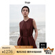 旅途原品（ltyp）黑標(biāo)系列 100%真絲紅云紗高級優(yōu)雅無袖A字連衣裙女 棕紅色-紅云紗 M 160cm（現(xiàn)貨）