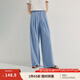 茵曼（INMAN）自然涼皺感闊腿褲2025夏季女裝新款休閑高腰慵懶寬松涼涼褲 灰藍(lán)色 S