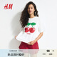 H&M【Charli XCX查莉】女裝T恤2025夏新款圓領(lǐng)寬松印花短袖1257580 白色/Pacha015 S 160/88