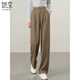 她享休閑褲女復古美拉德直筒褲通勤百搭窄版闊腿褲休閑長(cháng)褲女褲  L