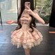 凱安尼（KAIANNI）Lolita小蓓蕾連衣裙蝴蝶結荷葉邊蛋糕新款夏季甜美公主洛麗塔裙蘿 淺粉色短腰jsk+三個(gè)蝴蝶結 M (+飛機盒)