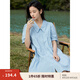 茵曼（INMAN）2025夏女新款田園娃娃裙切爾西領泡泡袖A字連衣裙 淺水藍 -18525990 S